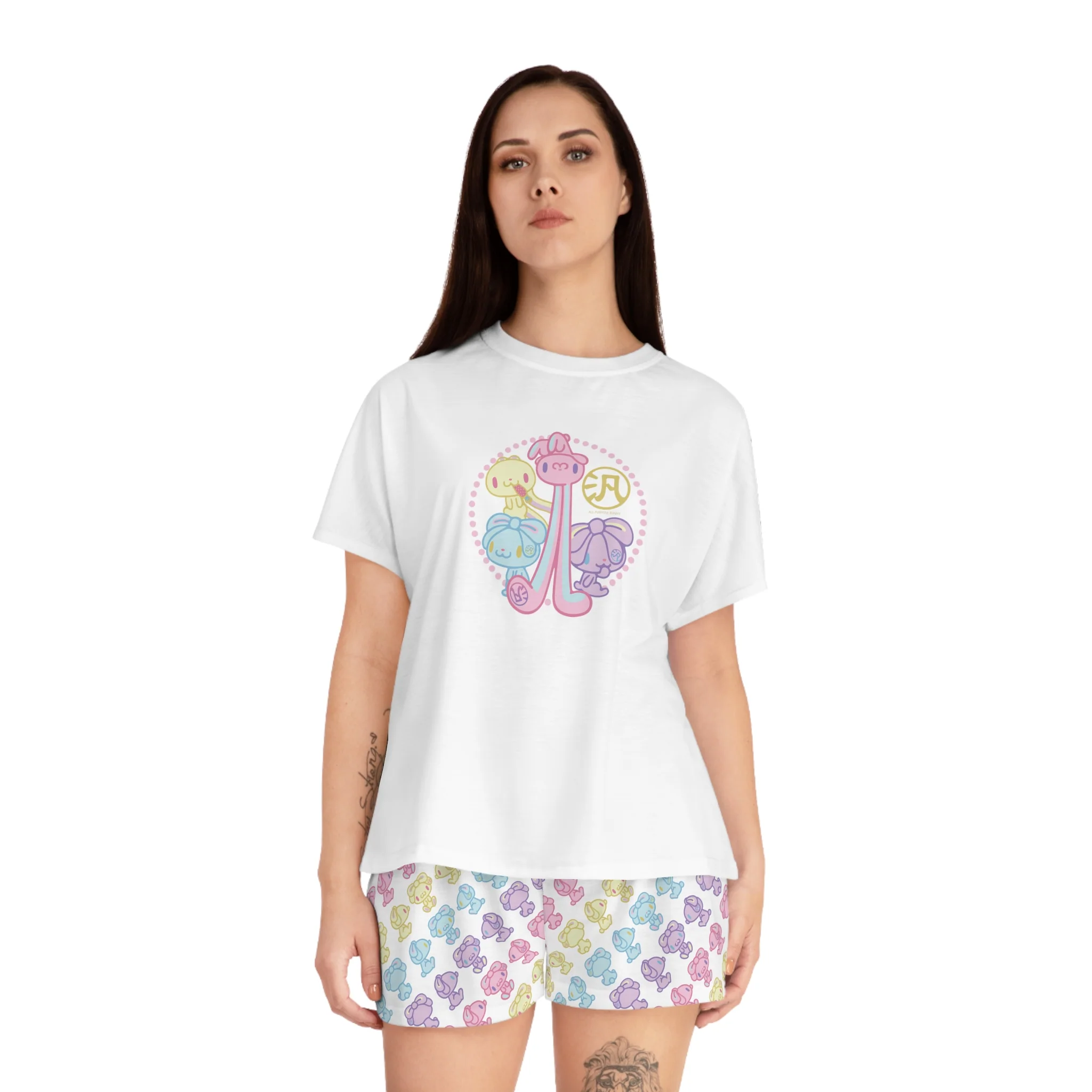Pastel Pals All Purpose Bunny - Women's Short Pajama Set (AOP) - Image 4