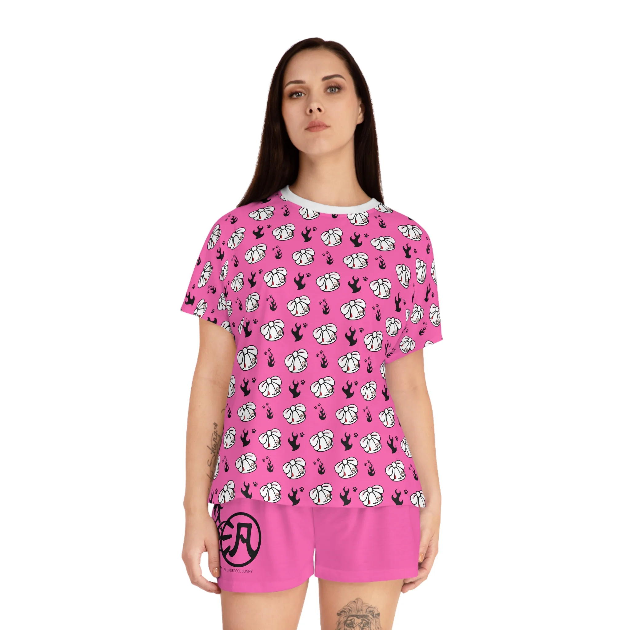 All Purpose Bunny Y2K [PINK] - Women's AOP Pajama Set - Image 8